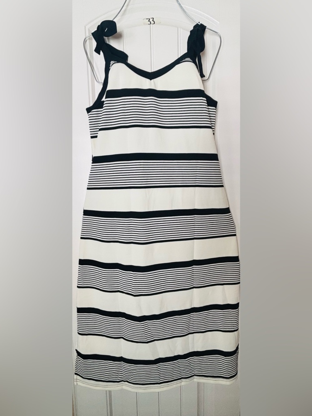 Black & White Striped  Dress Ivory Black&Ivory Color Brans New Size L